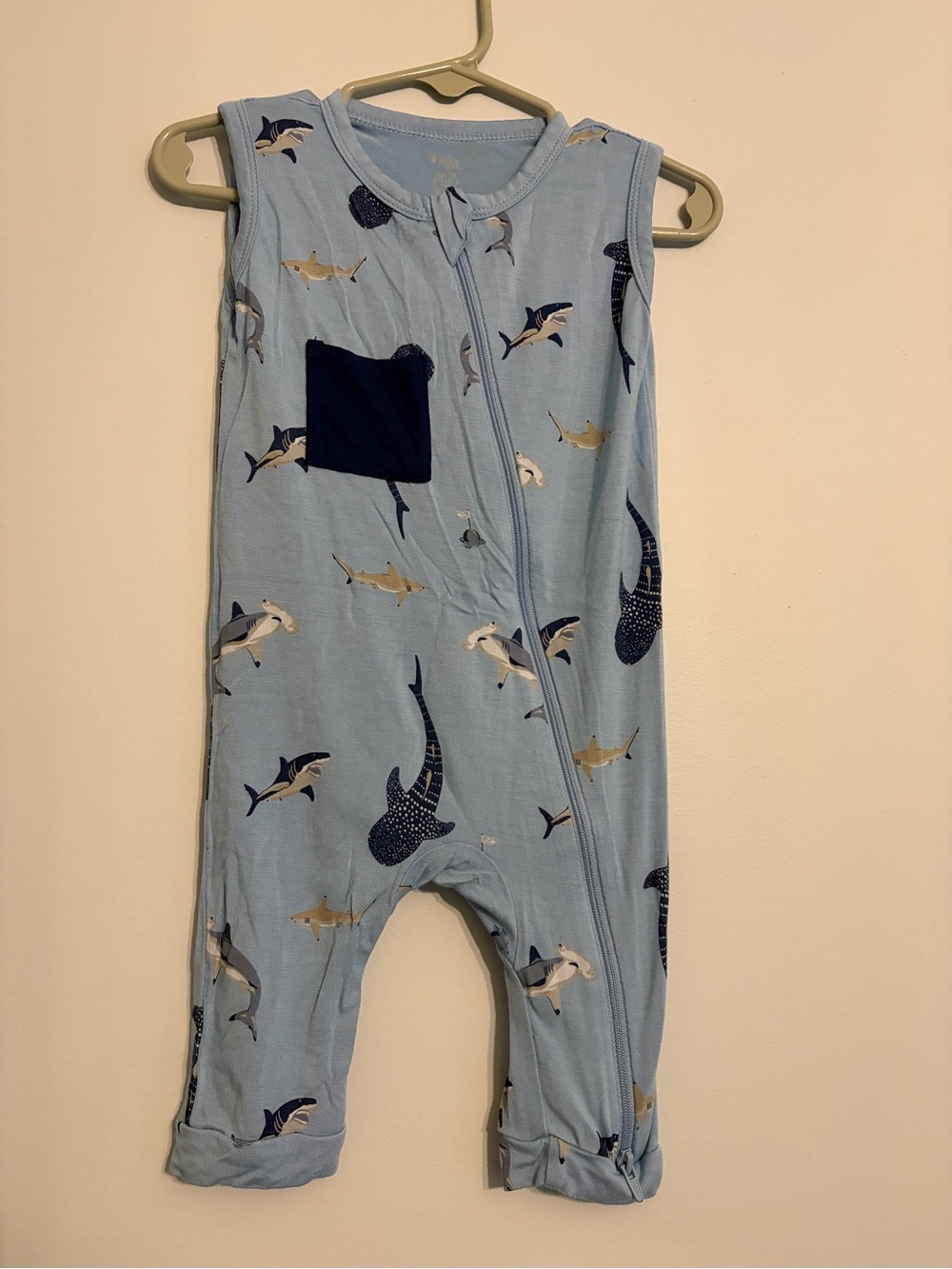 Kyte baby 12-18 month zippered shark sleeveless romper